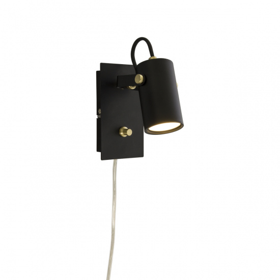 CILINDRO v�ggspot, svart/matt messing