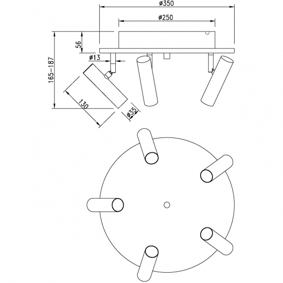 ARTIC takspot rund 5:a, svart