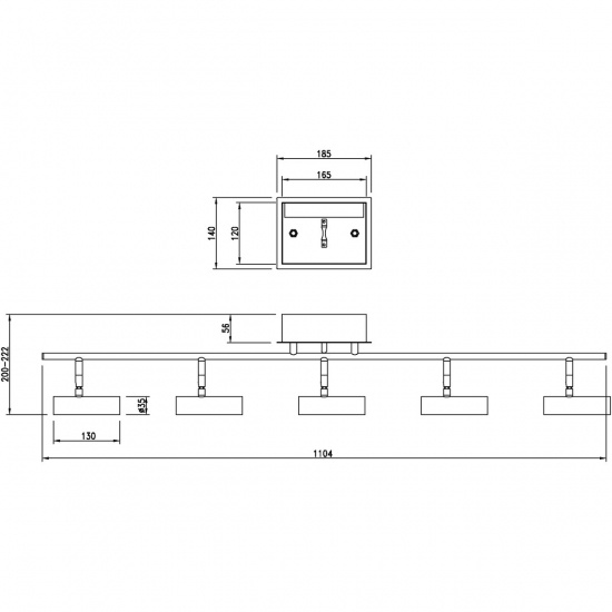 ARTIC takspot rak 5:a, svart