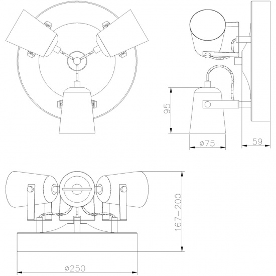 METZ takspot rondell, vit/st�l