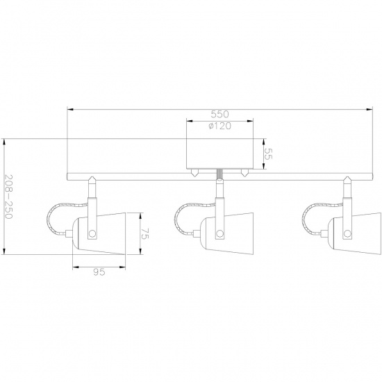METZ takspot 3:a rak, svart /matt m�ssing
