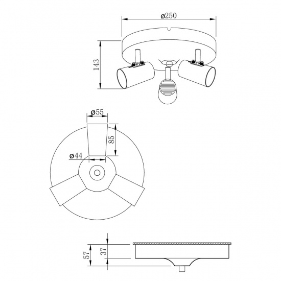 PILOT takspot rund 3:a, svart