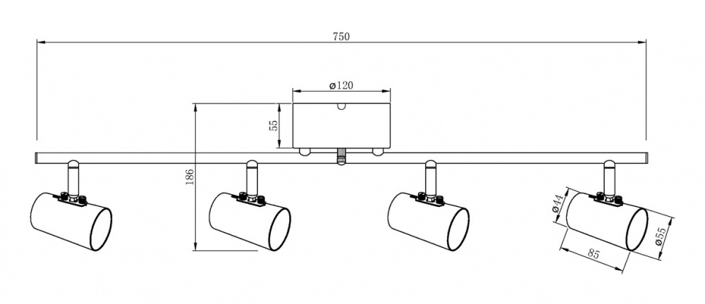 PILOT takspot rak 4:a, svart