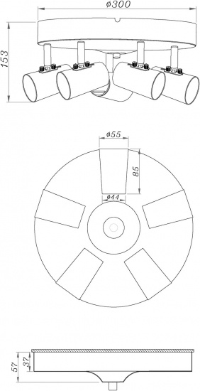PILOT takspot rund 5:a, svart