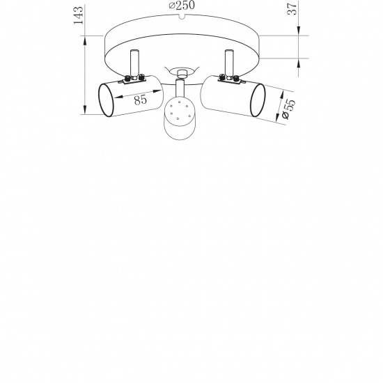 BALDER takspot, 3:a rund, svart/matt m�ssing