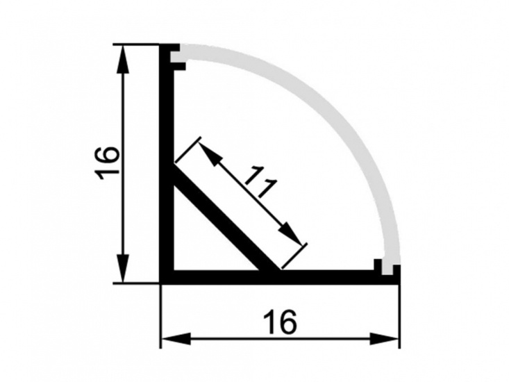 CR1616 Corner 16x16mm profil, Vit