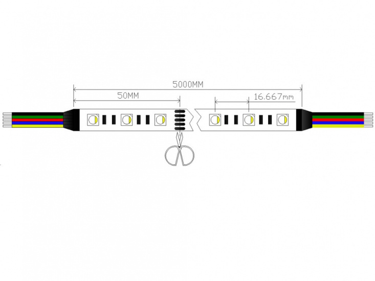 17.2W/m, RGBW 60leds/m, DC24V, W=3000K