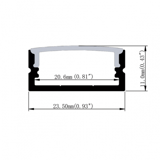 SM2310 Slim profile 23x10mm svart-opal diffuser