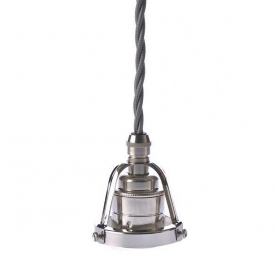 Upph�ng 116 nickel/E27 nickel 2,5m gr� tvinnad kabel